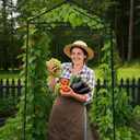 Metal Garden Arch Trellis for Climbing Plants Outdoor, 7.1FT Extra Tall Cucumber Trellis for Raised Bed, Plant Trellis for Vegetable Fruit Flower VineBlack, 86" H X 52" W X 71" L