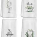 COWEB Boho Botanical Bathroom Hand Towels Set of 4, Relax Breathe Soak Unwind Decorative Hand Towels for Gym Yoga Spa Bathroom Decor, 16x24 Inches