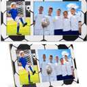 Yuntau 2 Pcs Double Opening Soccer Picture Frame for 3"x5" and 7"x5" Photos Display Wood Soccer Photo Frames Sports Decor Gifts for Team Player Coach Home Tabletop Display Accessories