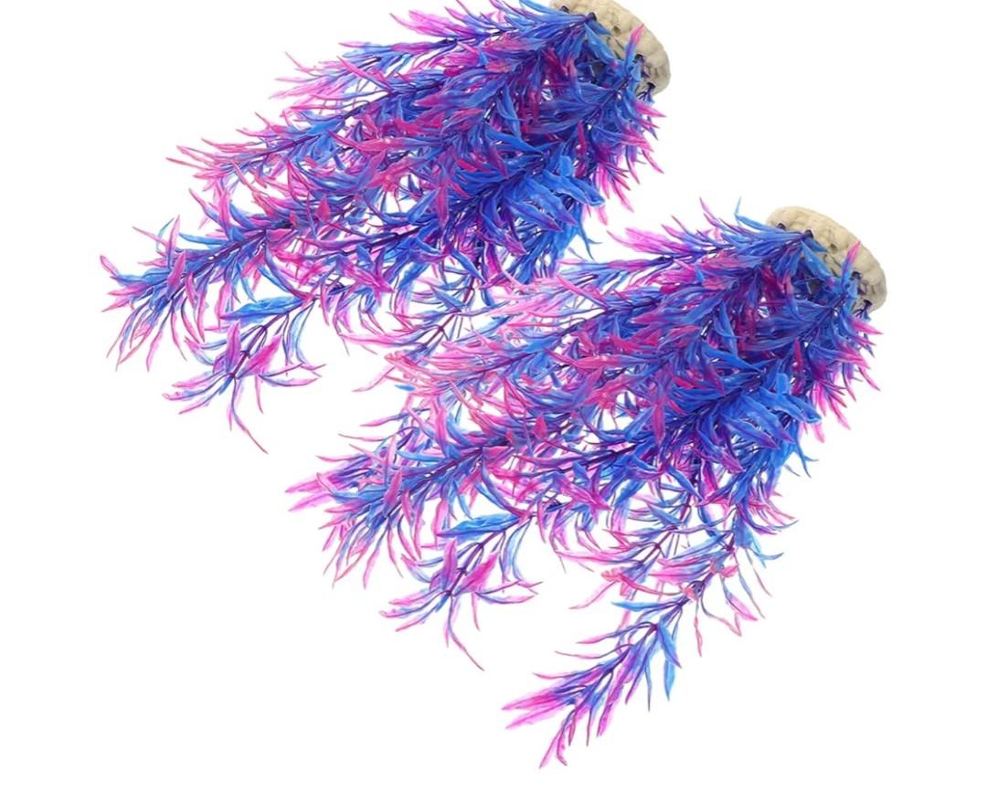 4 Pack Purple Blue Fish Tank Decorations
