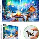 Aurora Winter Camp 500 Piece Puzzle for Adults, Fun Puzzles for Adults 500 Pieces with HD Print & Poster, 23" X 15" in Dust Free, for Gifts Halloween Christmas Family Games Lovers
