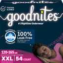 Goodnites Girls' Nighttime Underwear, Size XXL (120-165 lbs), 54 Ct, Packaging May Vary