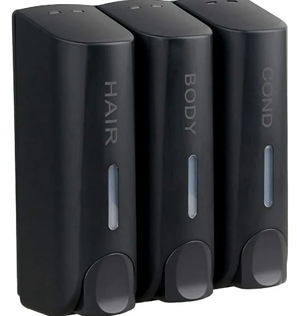 3 in 1 Chamber Wall Mounted BathroomShower Pump Dispenser,Dispensers for The Shower,Shampoo and Conditioner Dispenser,Shower Dispenser 3 Chamber no Drill(17.6 oz Triple,Colourless)