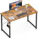 ODK 40 Inches Computer Desk for Home Office, Office Table for Small Spaces, Writing Desk with Headphone Hooks, Rustic Brown