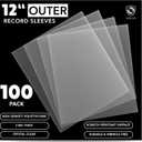 12" Vinyl Record Outer Sleeves (100 Pack), 3 Mil Crystal Clear Polyethylene Covers (12.75" x 12.75"), Archival Safe, Anti-Static, Acid-Free, LP Album Protection Against Dust, Dirt & Scratches