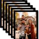 6 Packs 7x9 Picture Frame Black, Engineered Wood 7 x 9 Photo Frame, 7 by 9 Photo Poster Frame for Wall Hanging and Tabletop Set of 6, Black