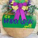 Hying 2 Pieces Mardi Gras Bows for Wreath, Fat Tuesday Wreath Bows Glitter Green Purple Gold Bows New Orleans Holiday Craft Bows for Front Door Carnival Masquerade Cosplay Party Decor Supplies