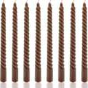 8 Pack 10 Inch Brown Spiral Taper Candles Long Burning Dripless Candles for Party Dinner Home Decor Wedding and Celebrations