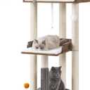 FourFurPets 43.7" Cat Tree, Modern Cat Tree Tower, Cat Tower for Indoor Cats Large Adult, Cat Condo with Scratching Post, Large Perch and Removable Pads,Rustic Brown