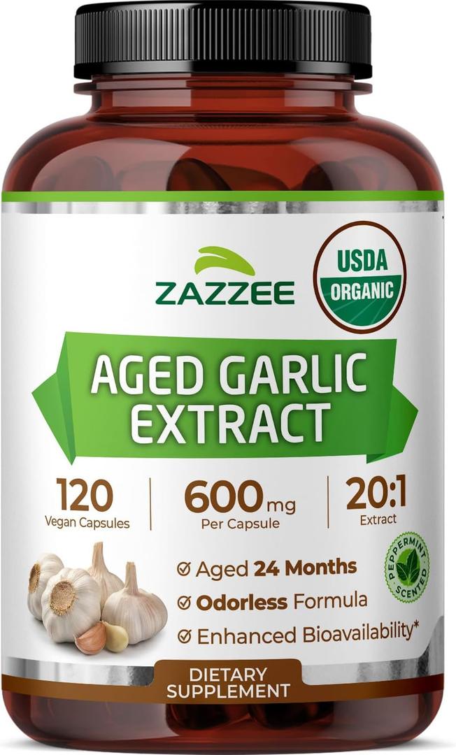 Zazzee USDA Organic Aged Garlic 20:1 Extract, Aged 24 Months, Odorless