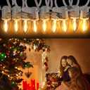 Meonum 2 Pack Accessory Cord with 18 LED Light Bulb C7 Cord Clip Christmas Village Lights with Double Spare Fuse Blow Mold String Lights Decoration for Xmas Village House Pumpkin Crafts