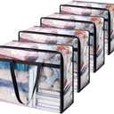 Lifewit 4 Pack Clear Clothes Storage Bags, 40L Plastic Blanket Storage Bag, Vinyl Foldable Moving Bags with Zipper, Closet Organizers and Storage Containers for Bedding, Duvet, Comforter