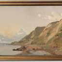 Coastal Landscape Vintage Gold Framed Wall Art 16x24 inch | Coastal Nature Wall Decor, Natural Seaside Landscape Art Print Picture Artwork, Living Room, Bedroom, or Beach House