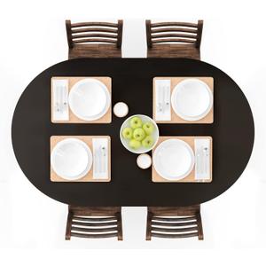 UMINEUX Oval Fitted Vinyl Tablecloth with Elastic Edged & Flannel Backing, Waterproof Wipeable Oval Table Cover - Fits Tables up to 42"X68" (Black) (42"*68")