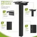 Colingmill Double Mailbox Post for Outside, 43 x 3.9 x 3.9 Inch Galvanized Steel Heavy Duty Post for 2 Mailboxes, Weather-Resistant and Mountable Black Stand for Homes(Mailbox Not Included)