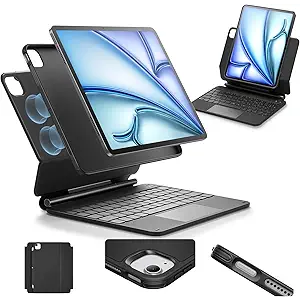 ESR for iPad Air 11 Inch Case with Keyboard M4/M3/M2 (2026/2025/2024) & iPad Pro 11/Air 5th/4th Gen Keyboard, EasySet Magnetic Stand, Portrait/Raised Modes, with Removable Protective Case, Black