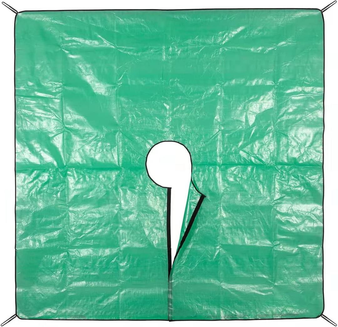 Landscape Trimming Tarpaulin, 78.7"X78.7" Pruning Tarp with Hole, Four Corners Have Pull-Tabs for Easy Fixing Around Shrubs and Trees