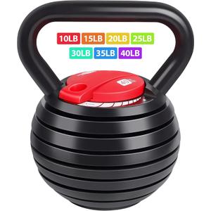 TopMade Adjustable Kettlebell Weights Set Cast Iron Exercise Fitness Kettle Ball Grip (Black-40lb)