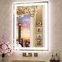 24"x 36" LED Bathroom Mirror with Front and Backlit, Wall Vanity Mirror with Lights, Controlled Separately LED Mirror for Bathroom, 3 Colors, Tempered Glass, Shatterproof, Anti-Fog, Memory(UL ETL)