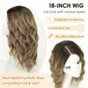 AISI HAIR Wig for Women Medium Length Wave Curly Glueless Synthetic Heat Resistant Hair Wigs for Daily Party Cosplay (Ash Brown Balayage, 18 inch)