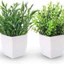 Der Rose 2 Pack Fake Plants Mini Artificial Greenery Potted Plants for Home Decor Indoor Office Table Room Farmhouse