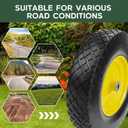 Taifa 2 PCS 16 Inch 4.80/4.00-8 Rubber Solid Flat Free Tires and Wheels, with 5/8'' & 3/4'' Bearings, Air Less Wheel for Wheelbarrow/Wagon/Hand Truck/Trolley/Garden Cart etc.
