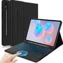 Galaxy Tab S6 10.5" Keyboard Case, 7 Color Backlit, Smart Touchpad, Detachable Keyboard Synthetic Leather Folio Cover with S Pen Holder for Galaxy Tab S6 10.5" 2019 (SM-T860/T865/T867) (Black)