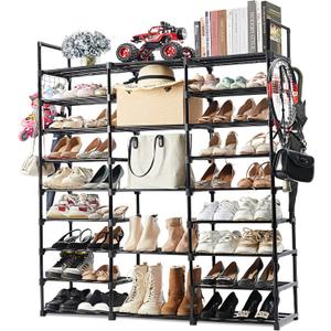 Mavivegue 9-Tier Metal Shoe Rack - Holds 50-55 Pairs, Tall Storage Shelf for Shoes, Boots, Entryway, Closet, Garage (Black)