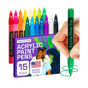 ARTISTRO 15 Acrylic Paint Pens, Art Set Acrylic Paint Markers, Fabric Markers for Textile, Canvas, Rock, Glass, Wood, Paper, Pumpkin, DIY for Kids and Adults