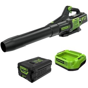 Greenworks 60V Electric Leaf Blower, 610 CFM, 2.5 Ah Battery and Charger | 60V Brushless Blower, Cordless, Powerful Performance for Yard Maintenance, Heavy Duty Debris Removal(missing battery)