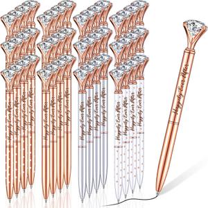 Yexiya 60 Pcs Bridal Shower Gifts for Guests Diamond Pens Rose Golden Crystal Ballpoint Bling Happily Ever After Pens for Wedding Bridal Shower Bridesmaid Women Girls Gift Office Favors