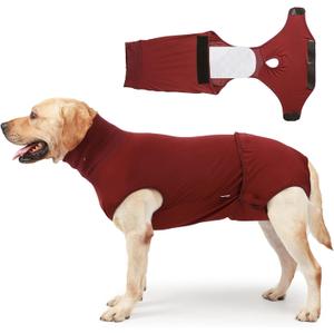 HEYWEAN Full Body Dog Diaper with a Puppy Nappies Physiological Dog Surgery Recovery Suit for Male Female Dogs (Medium, WineRed)