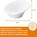 Bruntmor Ceramic Salad Bowls - Porcelain Serving Bowls - Angled Bowls Ceramic for Salad, Noodle, Pasta, Cereal, Soup - Kitchen Bowl, Ideal for Home and Restaurant - Set of 2 (8 Inch Set)