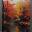 QIXIANG Autumn Canvas Wall Art Fall Lake Pictures Abstract Red Trees Forest Landscape Painting Prints Living Room Decor Framed (Autumn 1, 24.00" x 36.00")