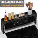 SpaceAid Bamboo Over the Stove Spice Holder Shelf, 31.5" Kitchen Organizer Stove Spice Top Rack, 11.6" Height Countertop Storage, Over Oven Back Sink Organization Shelf, Black