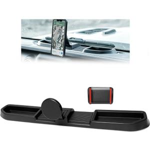 Dash Magnetic Phone Mount for 2024-2026 Jeep Wrangler JL JLU & Gladiator JT Accessories (NOT for 4XE), Multi-Mount 360 Rotating Phone Holder Dashboard Tray with Metal Rod