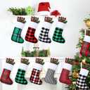 Skylety 60 Pcs Mini Christmas Stockings 8.27 Inch Small Buffalo Plaid Red Black Stockings Hanging Ornament Classic Bulk Christmas for Family Holiday Party Gift Xmas Tree Decoration