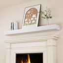 SAUMONIERES Fireplace Mantel Shelves 55 Inch Solid Wood Wall Mounted Long Floating Shelf Hollow, White