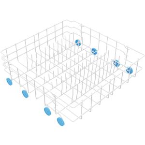 UPGRADED 808602302 Dishwasher Lower Dishrack Compatible with Frigidaire, Kenmore Dishwasher Rack Assembly with 154174501 Blue Wheels Replace 154432602 154432601 154319706 dishwasher Bottom Basket