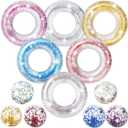 12 Pcs Pool Floats with Beach Balls 35'' Inflatable Clear Glitter Pool Float Tube Glitter Beach Ball Summer Beachs Pools Tubes Floaties Ring Party Toy for Kid Adult Toddler (Stylish), 33.46 inches