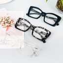REAVEE Oversized Square Reading Glasses for Women, Blue Light Blocking Large Frame Computer Readers Spring Hinge