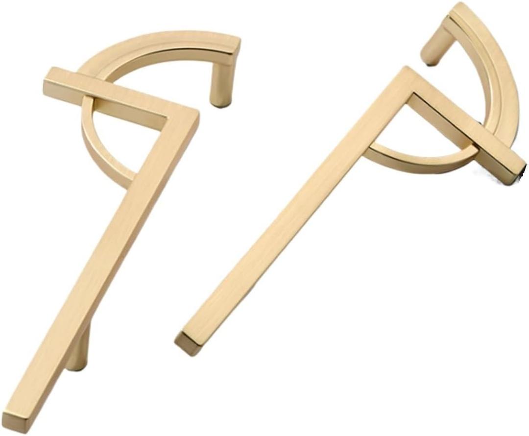 1pc Furniture Hardware Handles Zinc Alloy Cabinet Pulls Drawer Dresser Handle Kitchen Cupboard Pull Door Knobs(Gold-Left)
