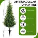 Canlierr 2 Set 3 ft Christmas Artificial Cedar Trees with Ground Spike UV Resistant Artificial Topiary Tree Outdoor Fake Shrub Plants Potted Pine for Porch Garden Entryway Front Door Decor