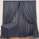 30 ft x 10 ft Wrinkle Free Charcoal Backdrop Curtain for Parties, Dark Grey Polyester Photo Backdrop Drapes for Baby Shower Wedding Engagement Birthday Party Backdrop Stand,5ft x 10ft 6 Panels