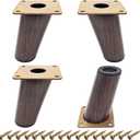 4 Inch Mid Century Modern Furniture Legs - 4 Pack Solid Wood Tapered Legs in Walnut Finish Replacement Sofa Legs for Couch, Bed, Dresser, TV Stand, Cabinet (Hardware Included)
