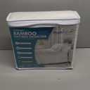 PlushDeluxe Premium Bamboo Mattress Protector  Queen Size, Waterproof, & Ultra Soft Breathable Noiseless Washable Bed Mattress Cover for Comfort & Protection - White