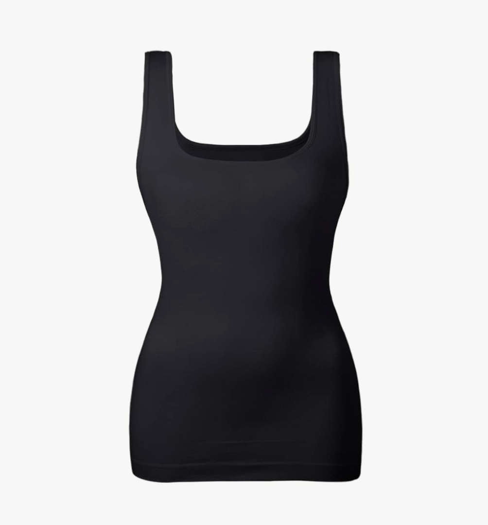 EUYZOU Women Tummy Control Shapewear Tank Tops Seamless Square Neck Compression Tops Slimming Body Shaper Camisole, M