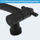 Hibbent All Metal 16'' Shower Head Extension Arm, Solid Brass Flexible Height & Angle Adjustable Shower Head Arm Extender with Lock Joints, Stainless Steel G1/2 Universal Connection, Matte Black