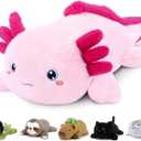 SQEQE Weighted Stuffed Animal Axolotl, Soft Weighted Axolotl Plush Toy, Cute Hugging Pillow Gift for Kids Adults, Home Decoration Valentines Gifts Birthday Present 23.6 Inch, 3.8 Lb