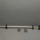 EXCLUSIVE HOME Silver Aged Sphere 1" Curtain Rod and Coordinating Finial Set, Matte Silver, Adjustable 36"-72"